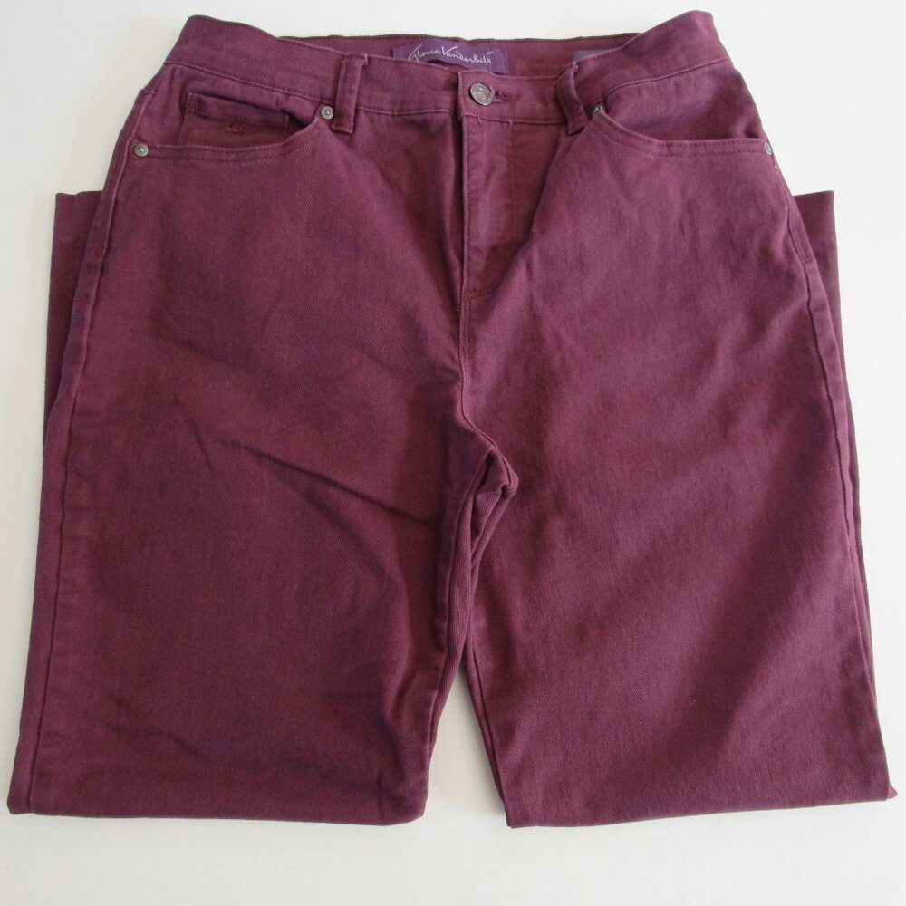 Womens Gloria Vanderbilt Amanda Dark Maroon Red Pants Size 8 Short